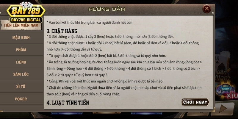 Một số quy tắc đặc biệt trong bài tiến lên phiên bản miền Nam